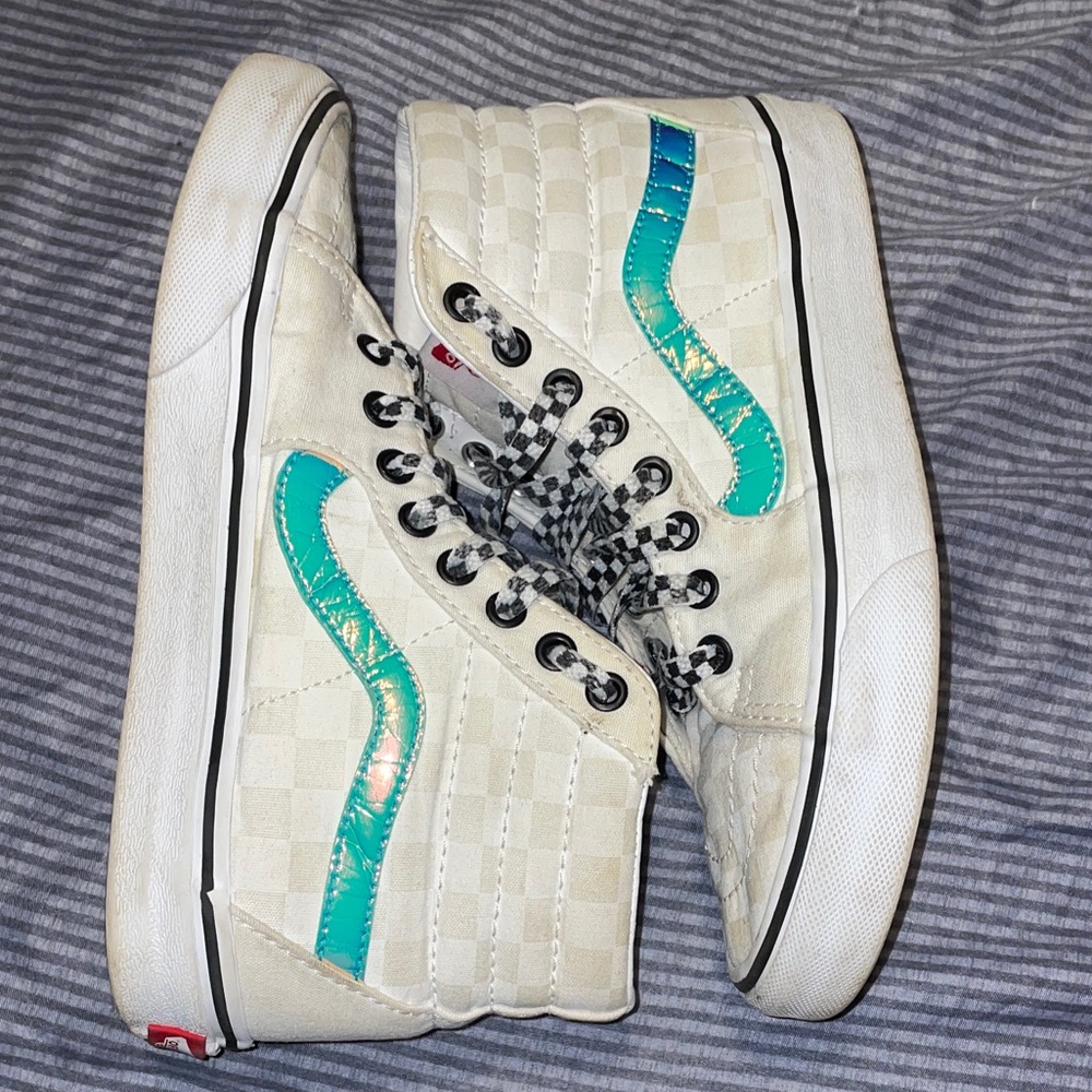 Rare Vans white with off white checkered pattern high tops 5.5M 7W